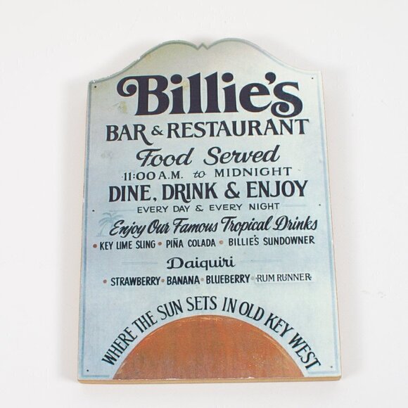 Key West Sign - Billie's - Plaque Signed - Montage Handcrafted Key West - Picture 1 of 6